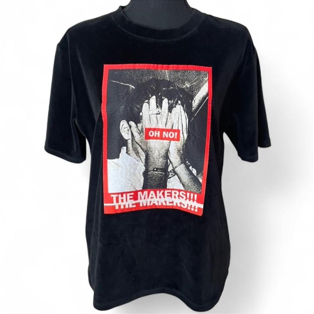Vintage 90s Velour Graphic Band Tee ‘The Makers’ Men’s Medium